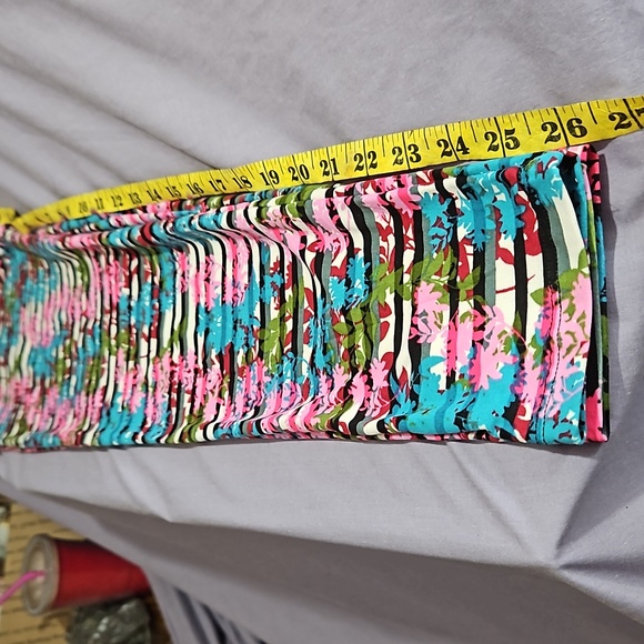 J Village Women's Knit Leggings Stripe Floral Pull On Aqua Pink Print-NWOT-OSFM - Picture 8 of 9